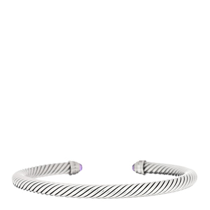 David Yurman Sterling Silver Diamond Amethyst 5mm Cable Classics Bracelet 2 of 3