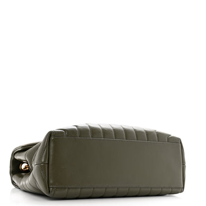 Saint Laurent Calfskin Y Quilted Monogram Medium Loulou Chain Satchel Grey Kaki 4 of 15