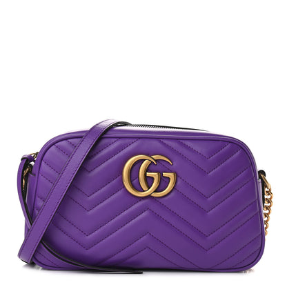 Gucci Calfskin Matelasse Small GG Marmont Chain Shoulder Bag Shine Purple 1 of 9