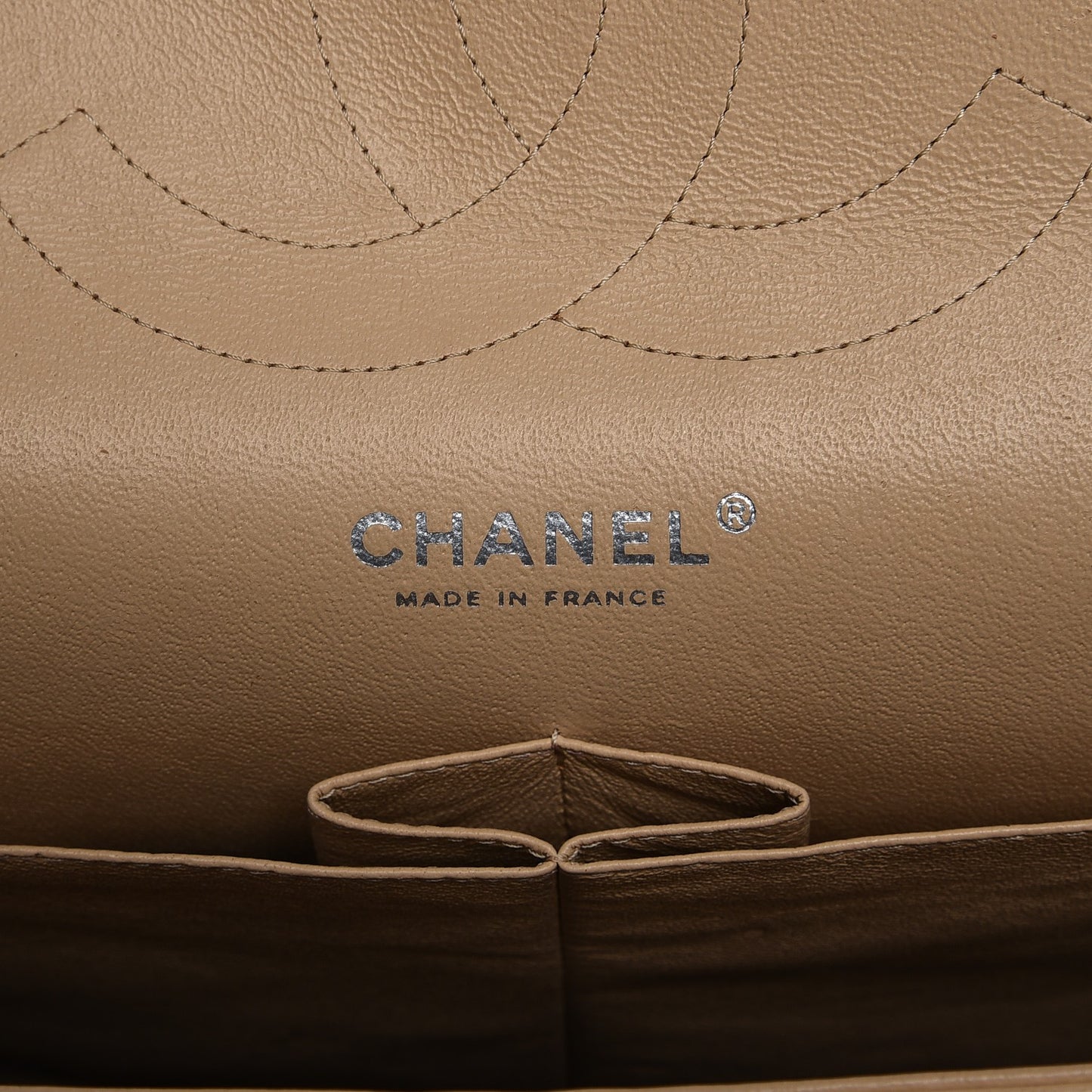 Lambskin Quilted Jumbo Double Flap Beige