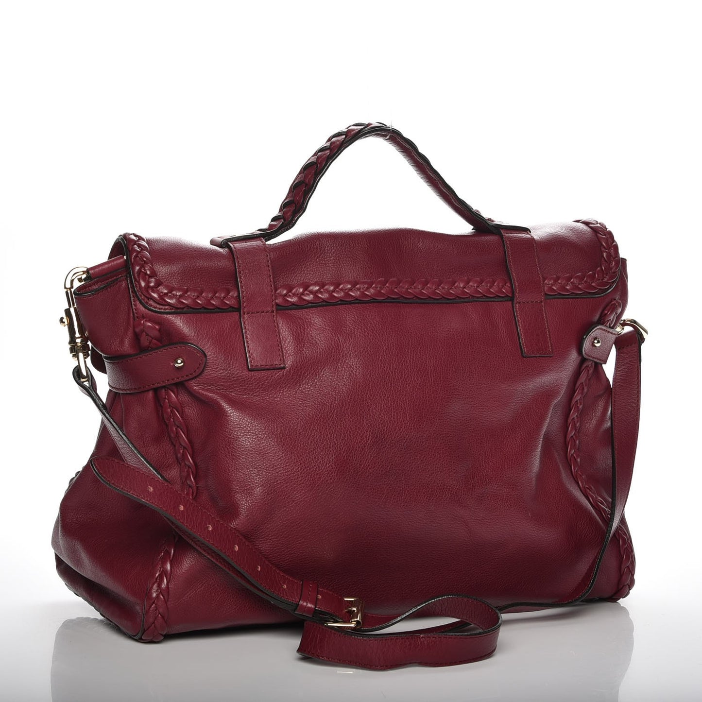 Small Grain Calf Nappa Woven Trim Oversized Alexa Berry