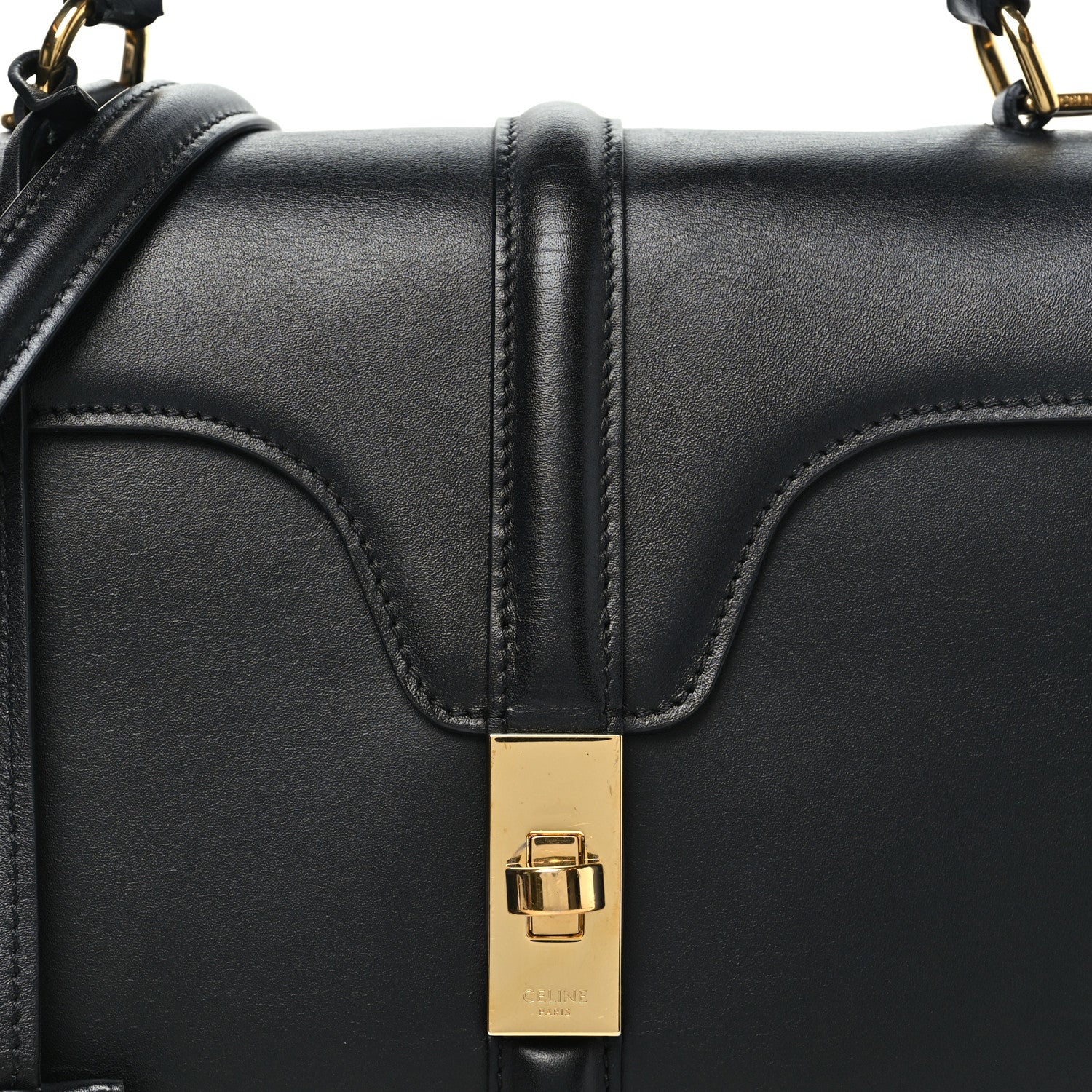 Celine Satinated Calfskin Small 16 Top Handle Bag Black 7 of 9