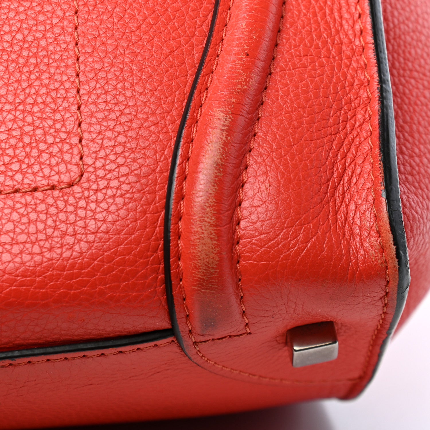 Celine Drummed Calfskin Mini Luggage Vermillion 10 of 10
