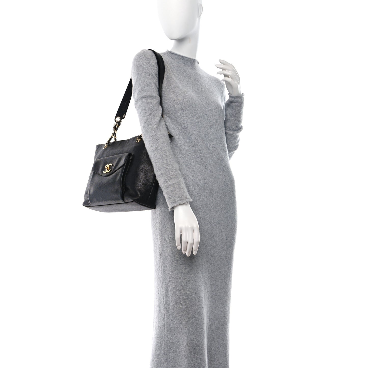 Caviar Flap Shoulder Bag Black