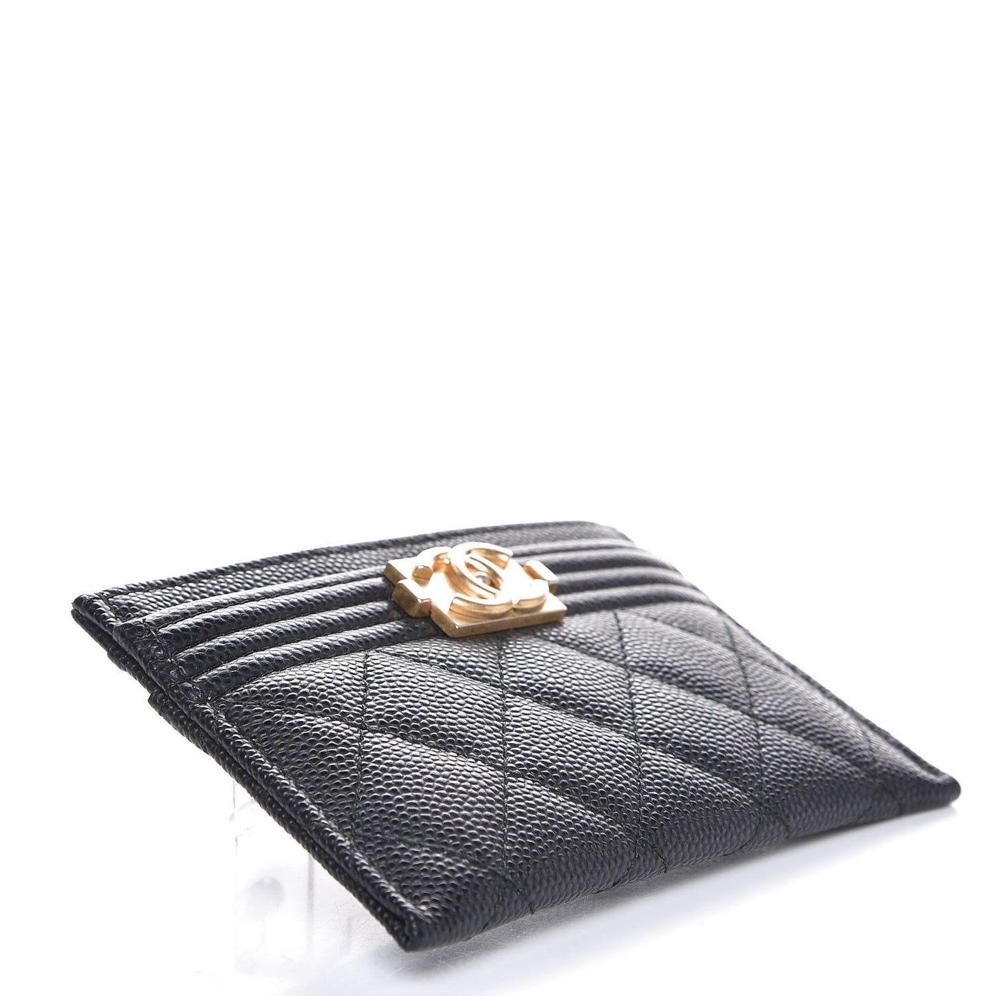 Caviar Quilted Boy Card Holder Black