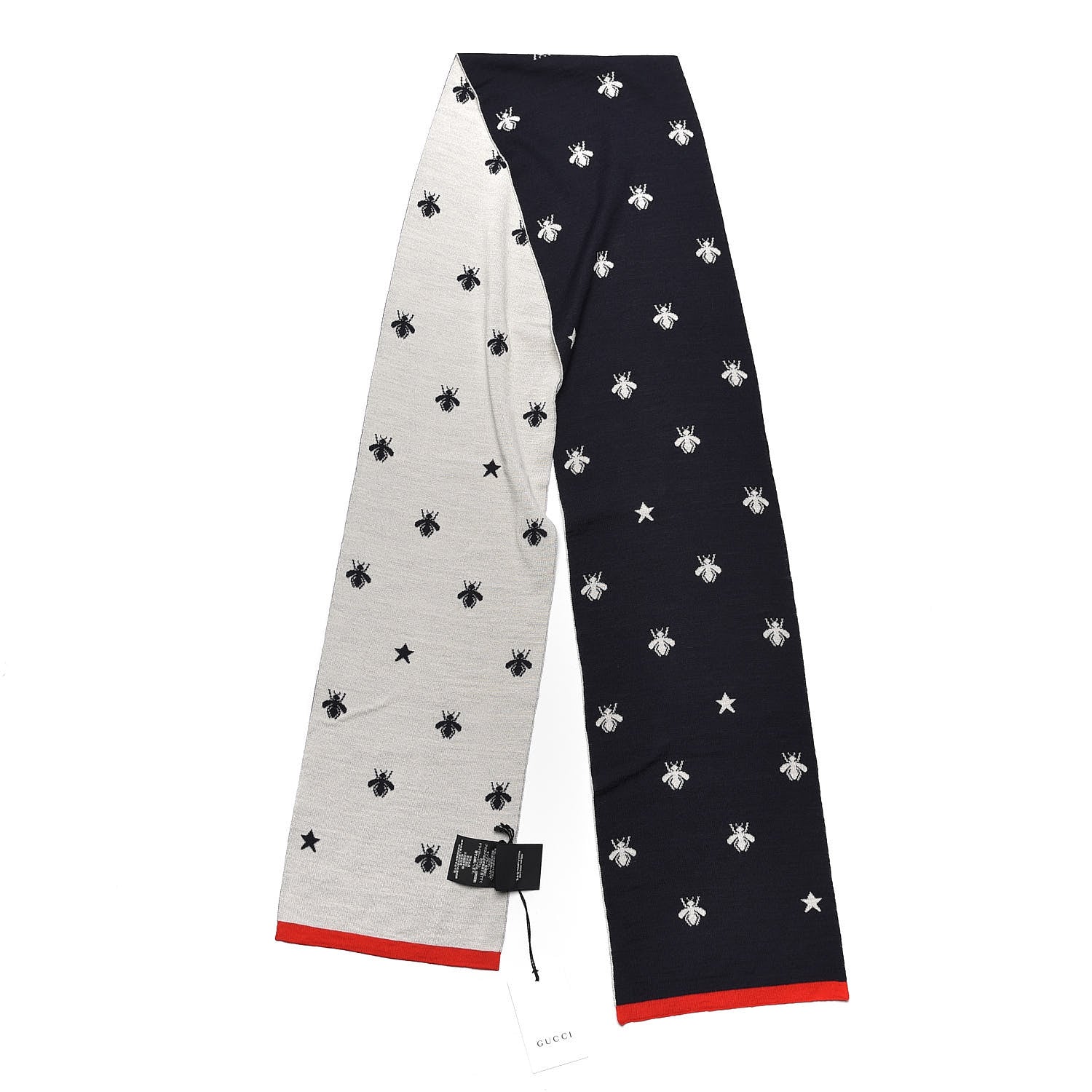 Gucci Wool Bee Scarf Navy Blue 3 of 5