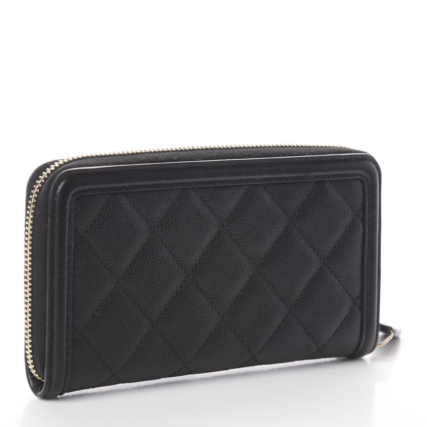 Caviar Quilted Medium Filigree Zip Around Wallet Black