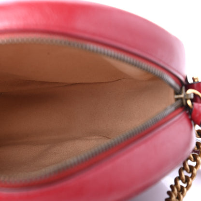 Gucci Glazed Calfskin Matelasse Heart Mini GG Marmont Round Shoulder Bag Romantic Cerise 4 of 7