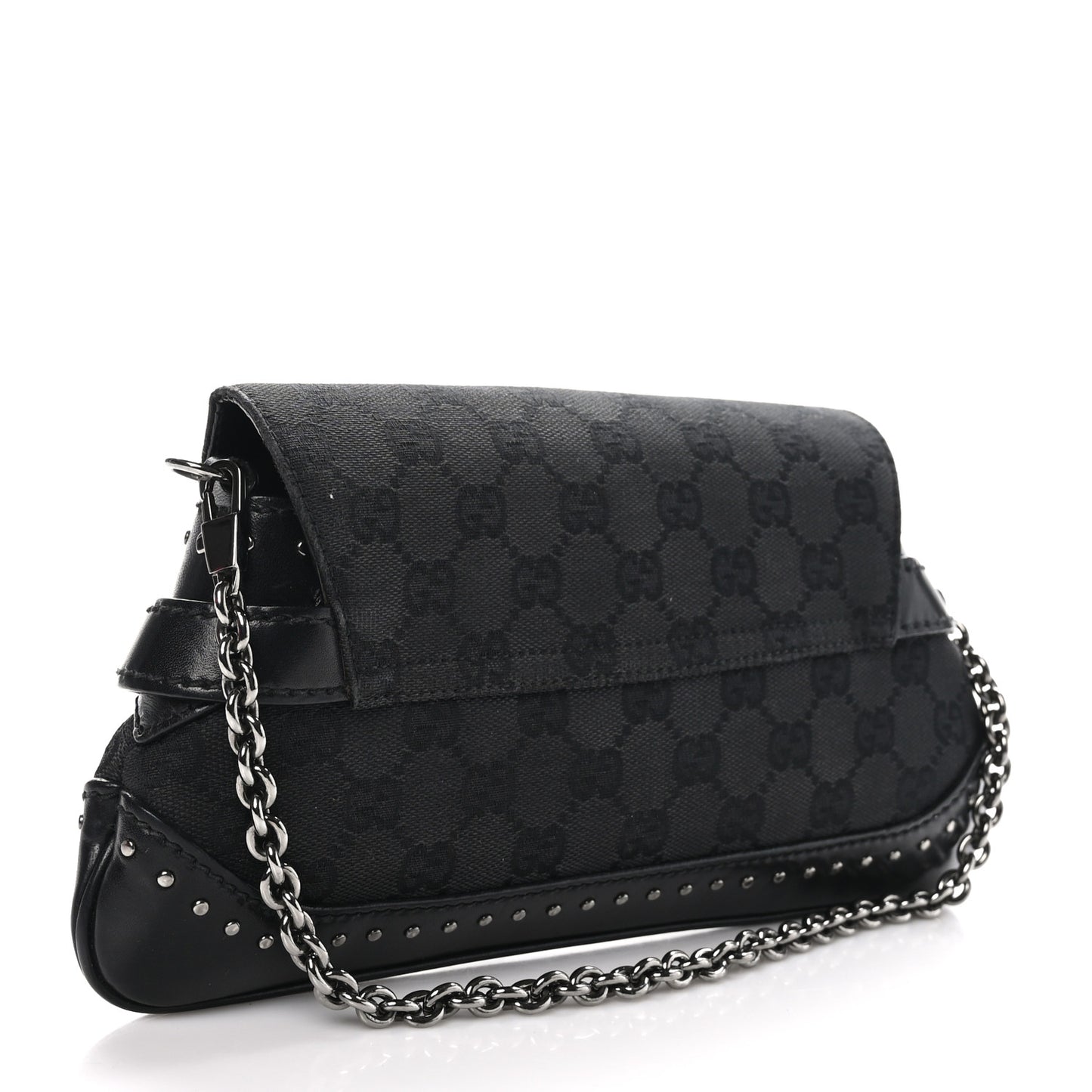 Monogram Studded Horsebit Clutch Black