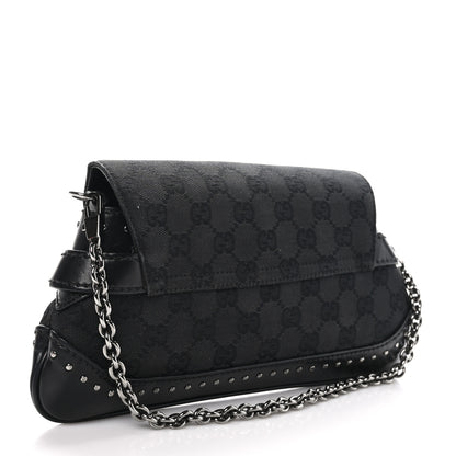 Gucci Monogram Studded Horsebit Clutch Black 2 of 9
