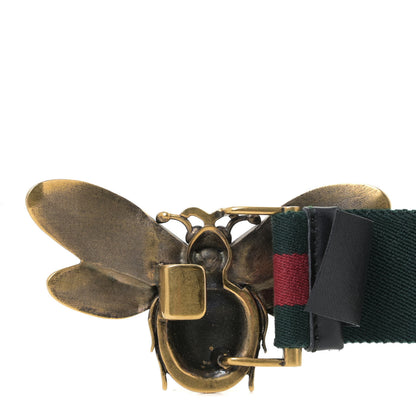 Gucci Web Queen Margaret Bee Belt 80 32 Red Green 5 of 6