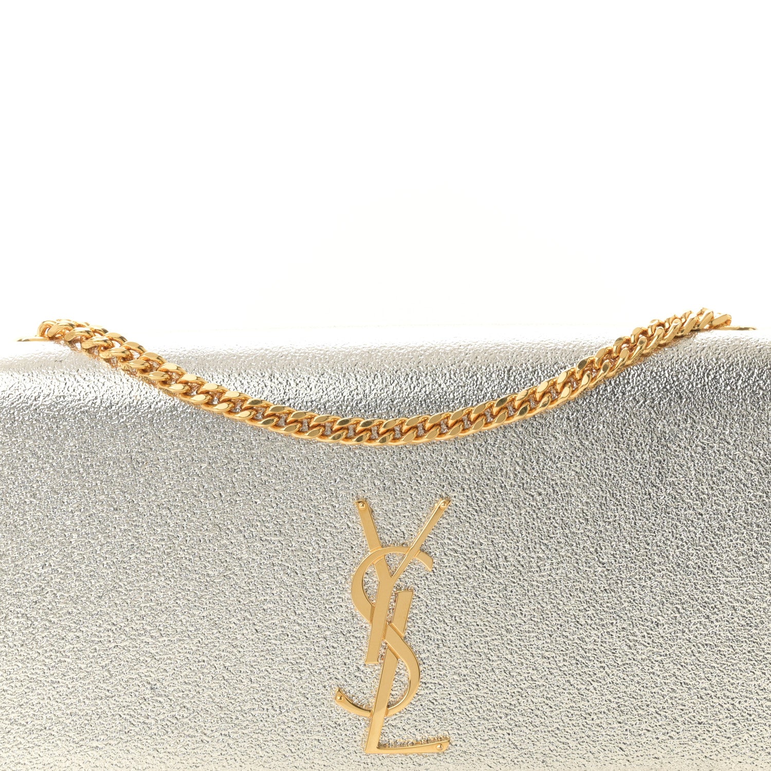 Saint Laurent Metallic Calfskin Medium Classic Monogram Kate Satchel Pale Gold 7 of 9