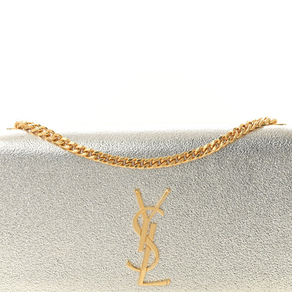 Saint Laurent Metallic Calfskin Medium Classic Monogram Kate Satchel Pale Gold 7 of 9