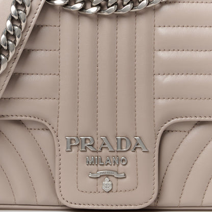 Prada Soft Calfskin Impunture Diagramme Large Chain Flap Shoulder Bag Pomice 9 of 11