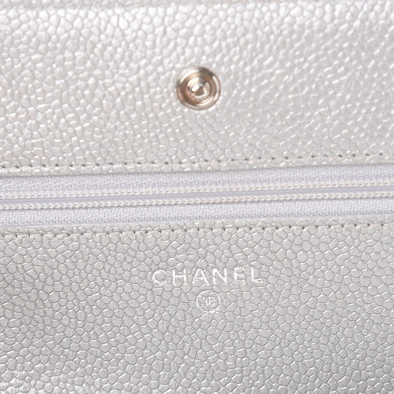 Chanel Metallic Caviar Quilted Wallet on Chain WOC Silver 6 of 11
