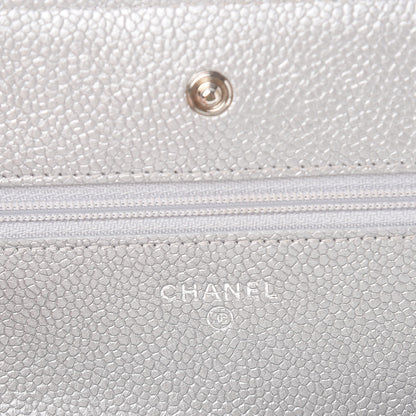Chanel Metallic Caviar Quilted Wallet on Chain WOC Silver 6 of 11