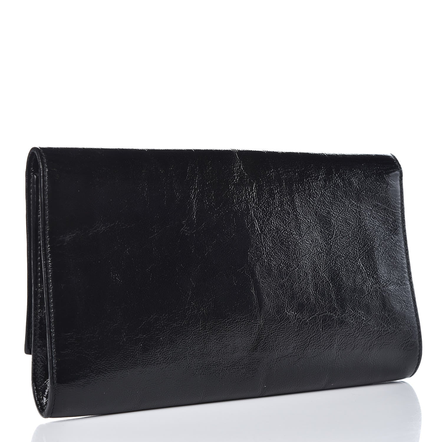 Saint Laurent Textured Patent Monogram Large Belle De Jour Clutch Black 3 of 13