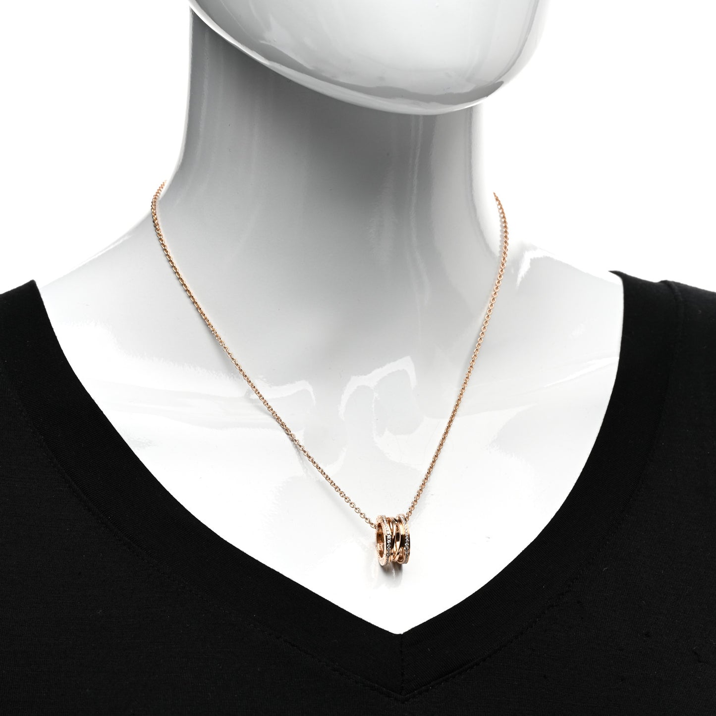 18K Rose Gold Diamond B.Zero1 Open Legends Pendant Necklace