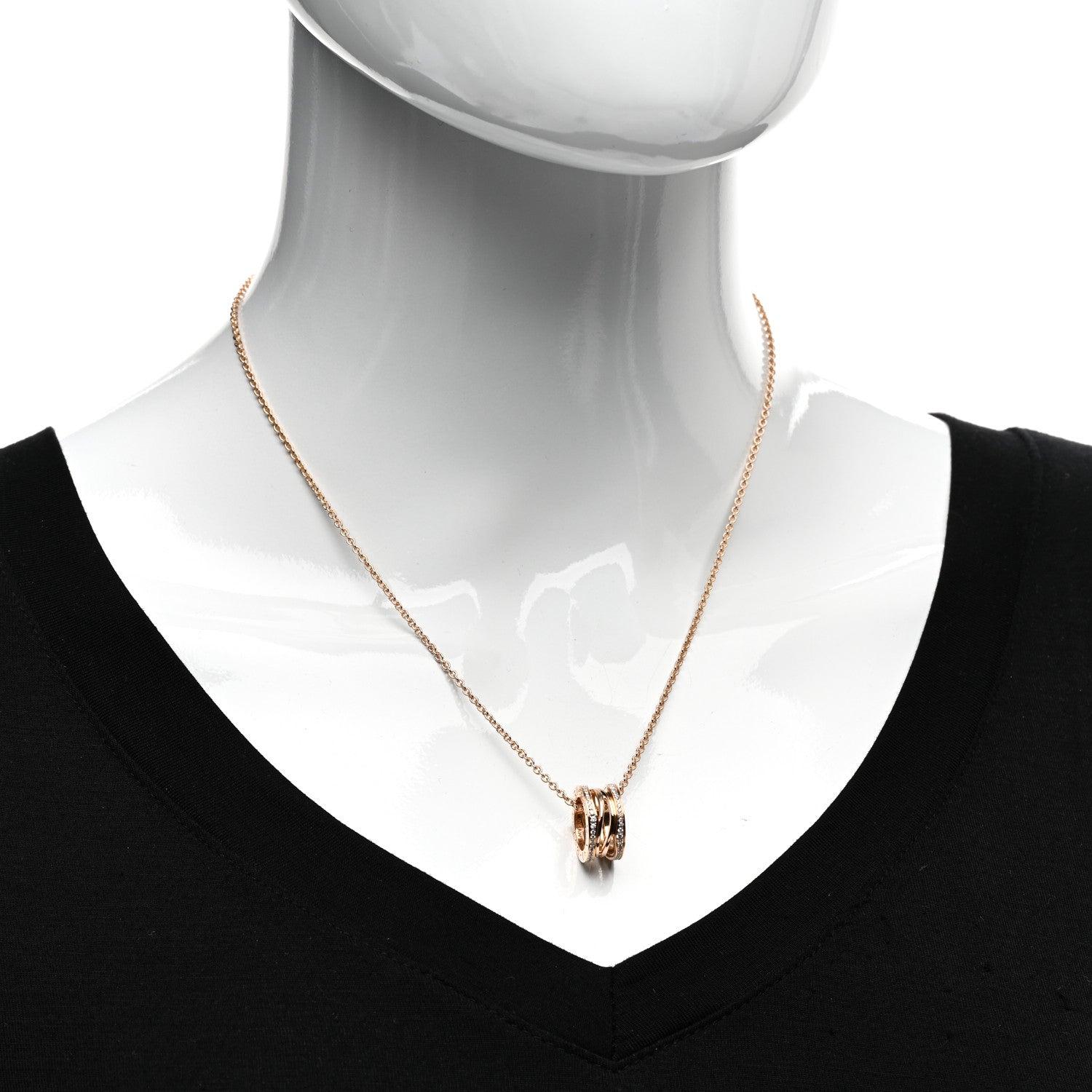 Bulgari 18K Rose Gold Diamond B.Zero1 Open Legends Pendant Necklace 2 of 4