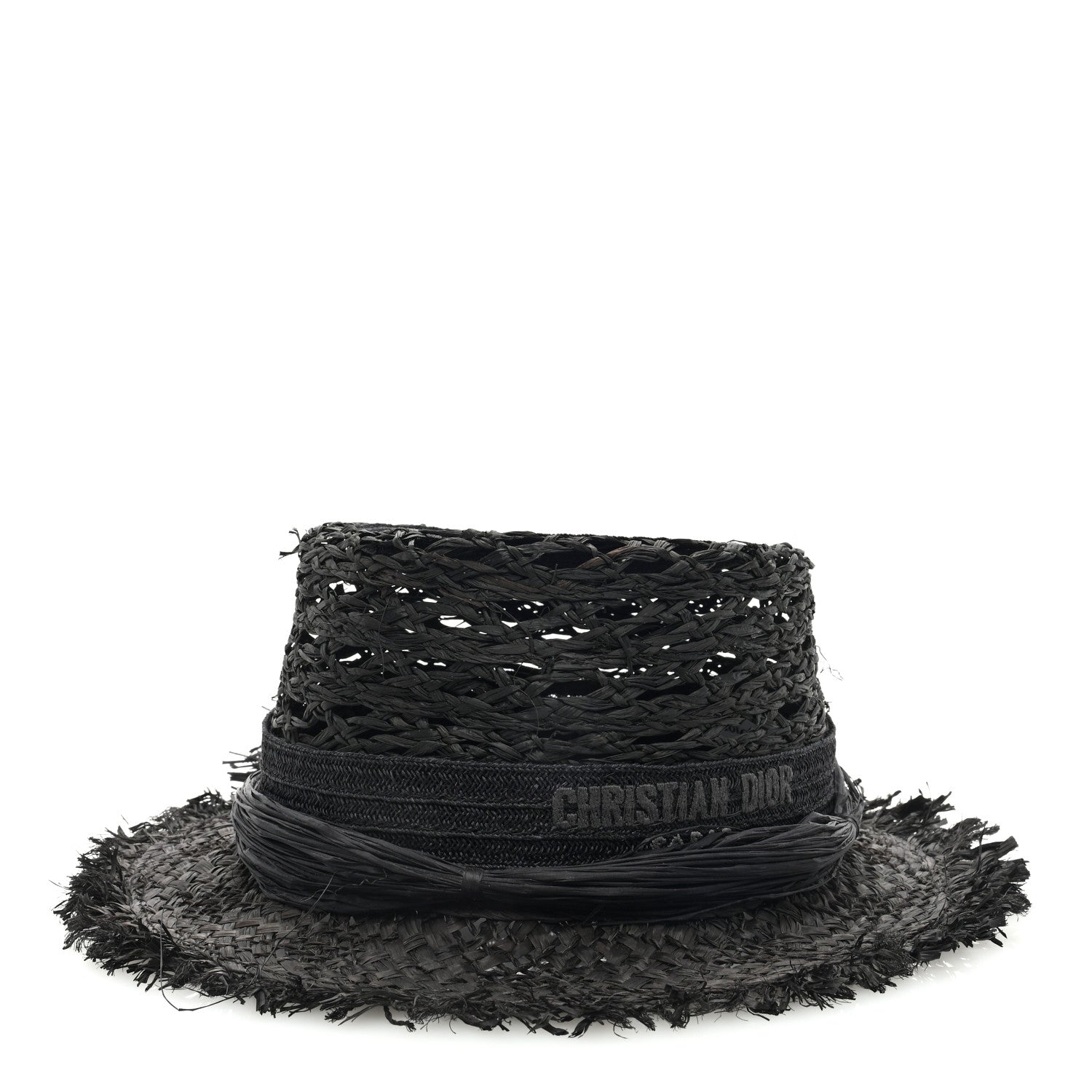 Christian Dior Straw Beach Hat 58 Black 2 of 8