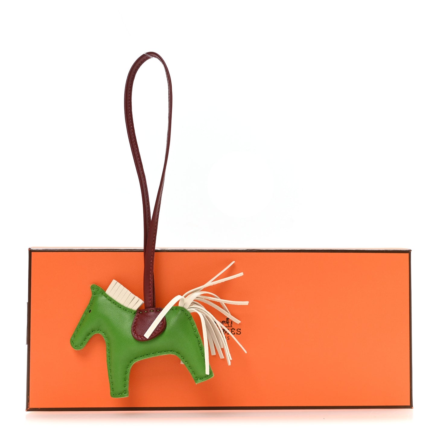 Milo Lambskin Grigri Rodeo Horse Bag Charm PM Vert Yucca Rouge H Craie