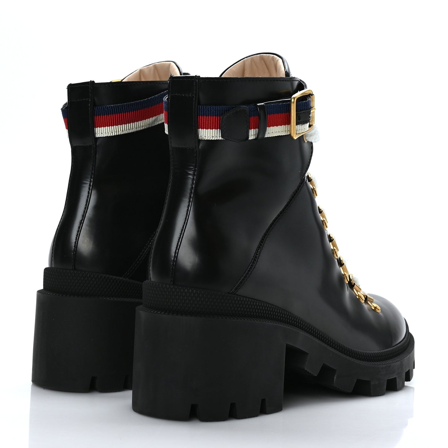Calfskin Sylvie Web Womens Lace Up Combat Boots 38 Black