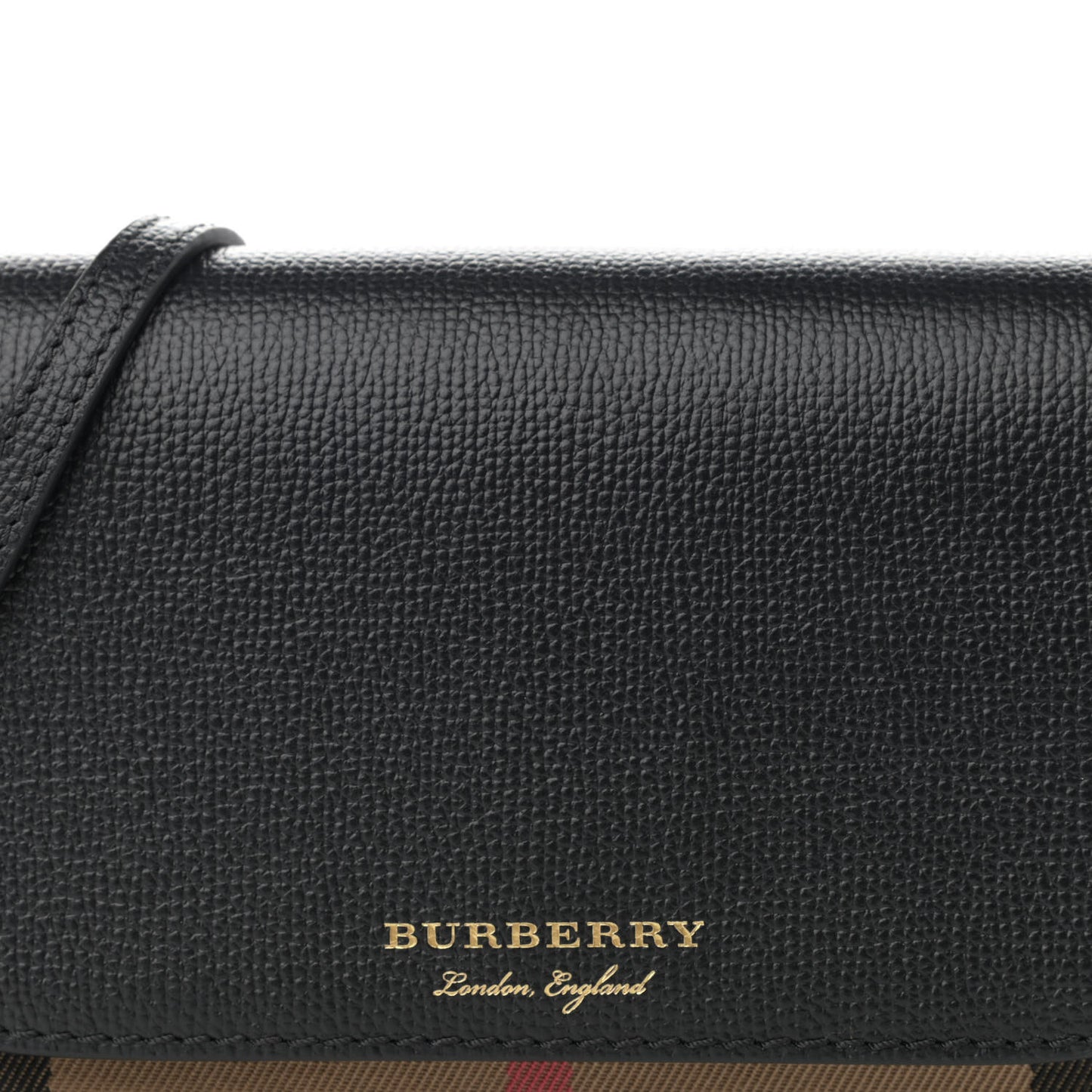 Grained Calfskin House Check Tartan Mix Hampshire Wallet On Chain Black