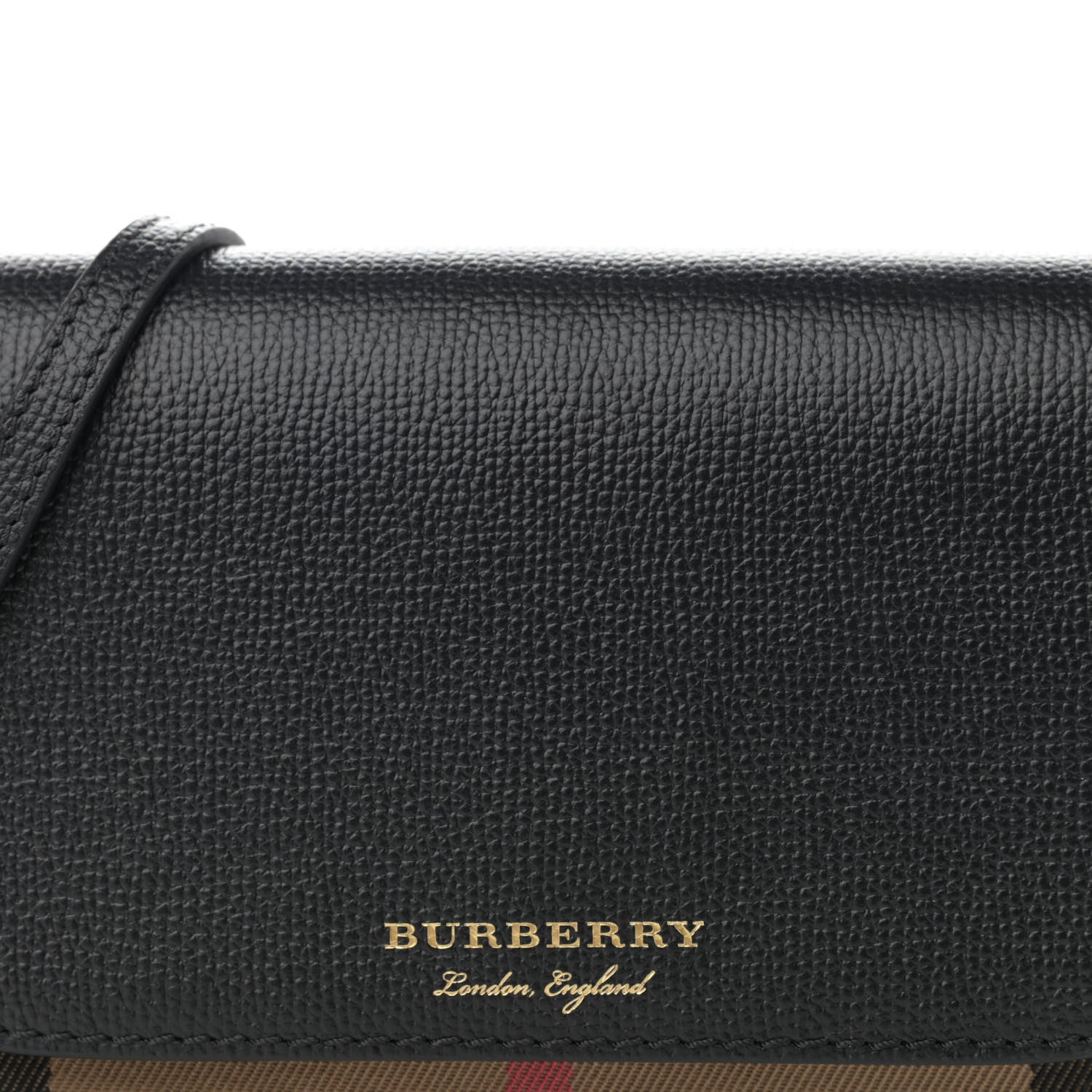 Burberry Grained Calfskin House Check Tartan Mix Hampshire Wallet On Chain Black 8 of 10