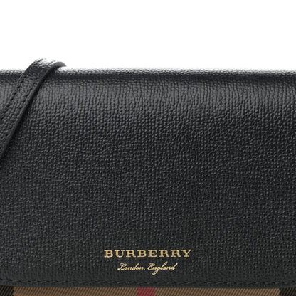 Burberry Grained Calfskin House Check Tartan Mix Hampshire Wallet On Chain Black 8 of 10