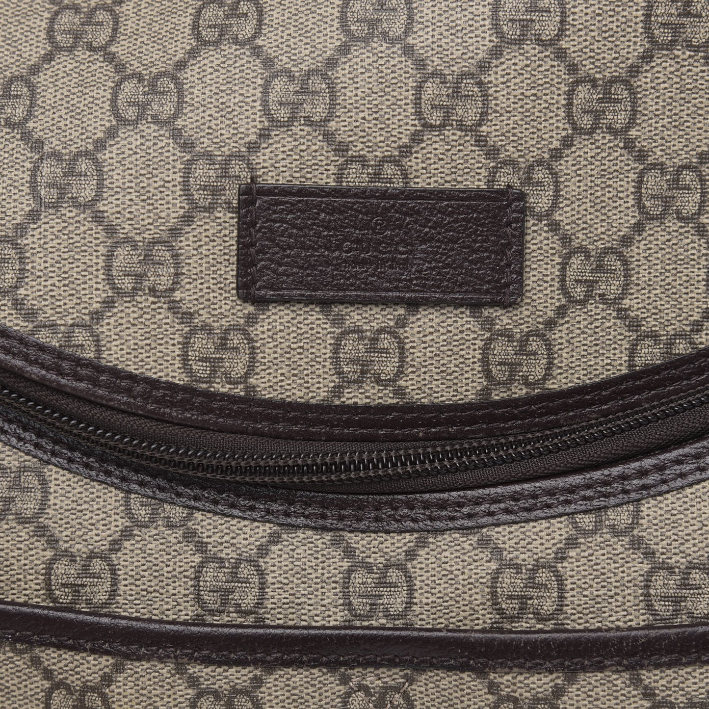 GG Supreme Monogram Selleria Calfskin Large Diaper Bag Beige Ebony Cocoa Dark Chocolate