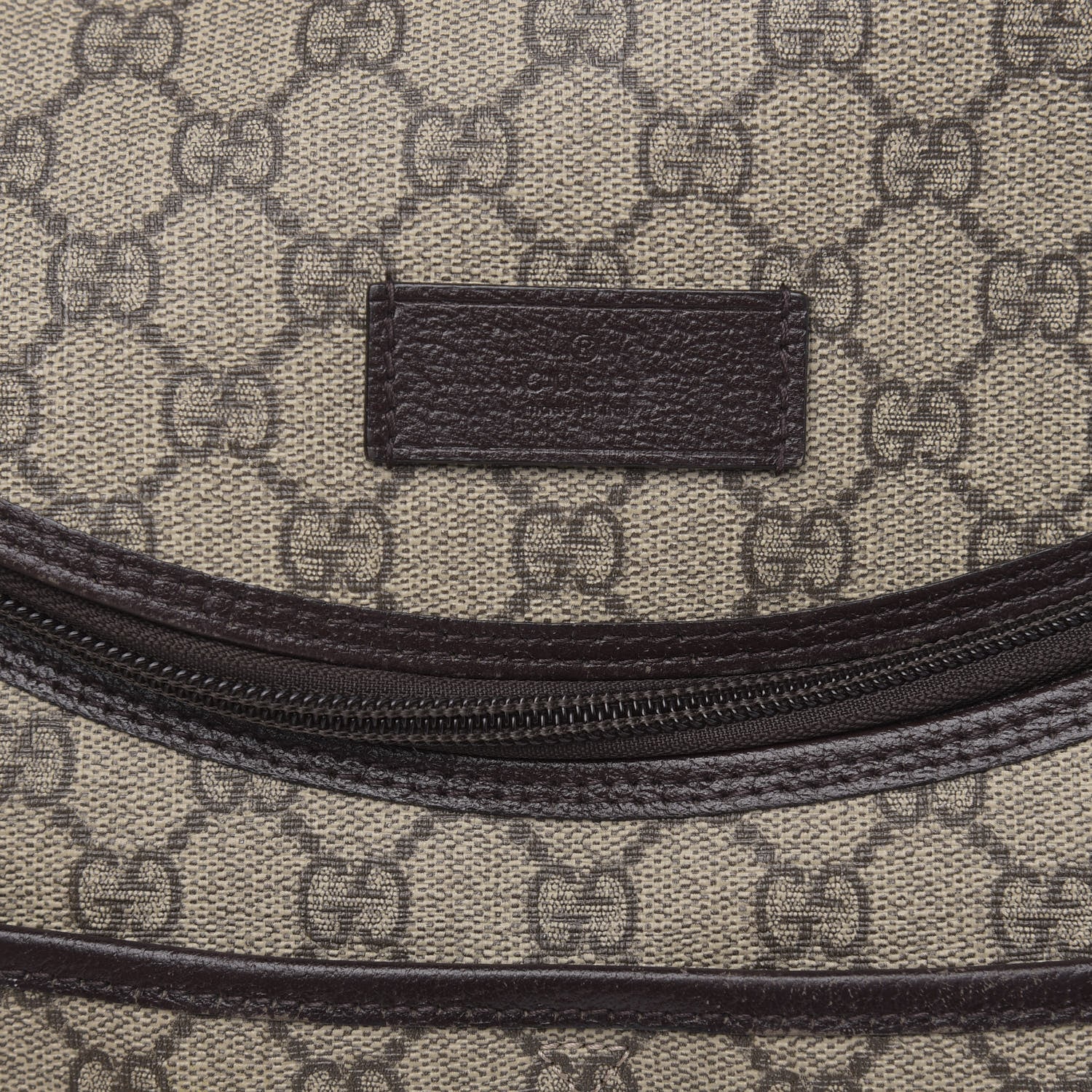 Gucci GG Supreme Monogram Selleria Calfskin Large Diaper Bag Beige Ebony Cocoa Dark Chocolate 7 of 12