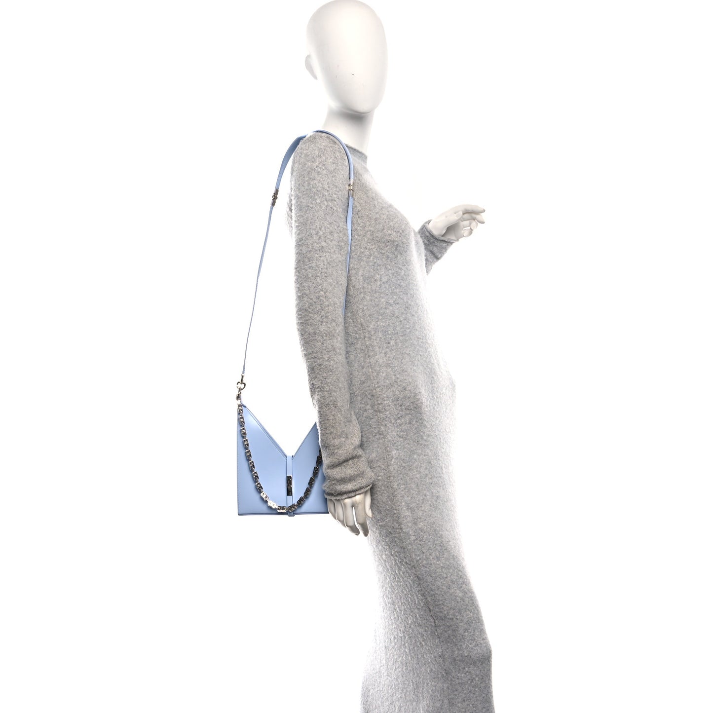 Box Calfskin Mini Cut Out Shoulder Bag Baby Blue