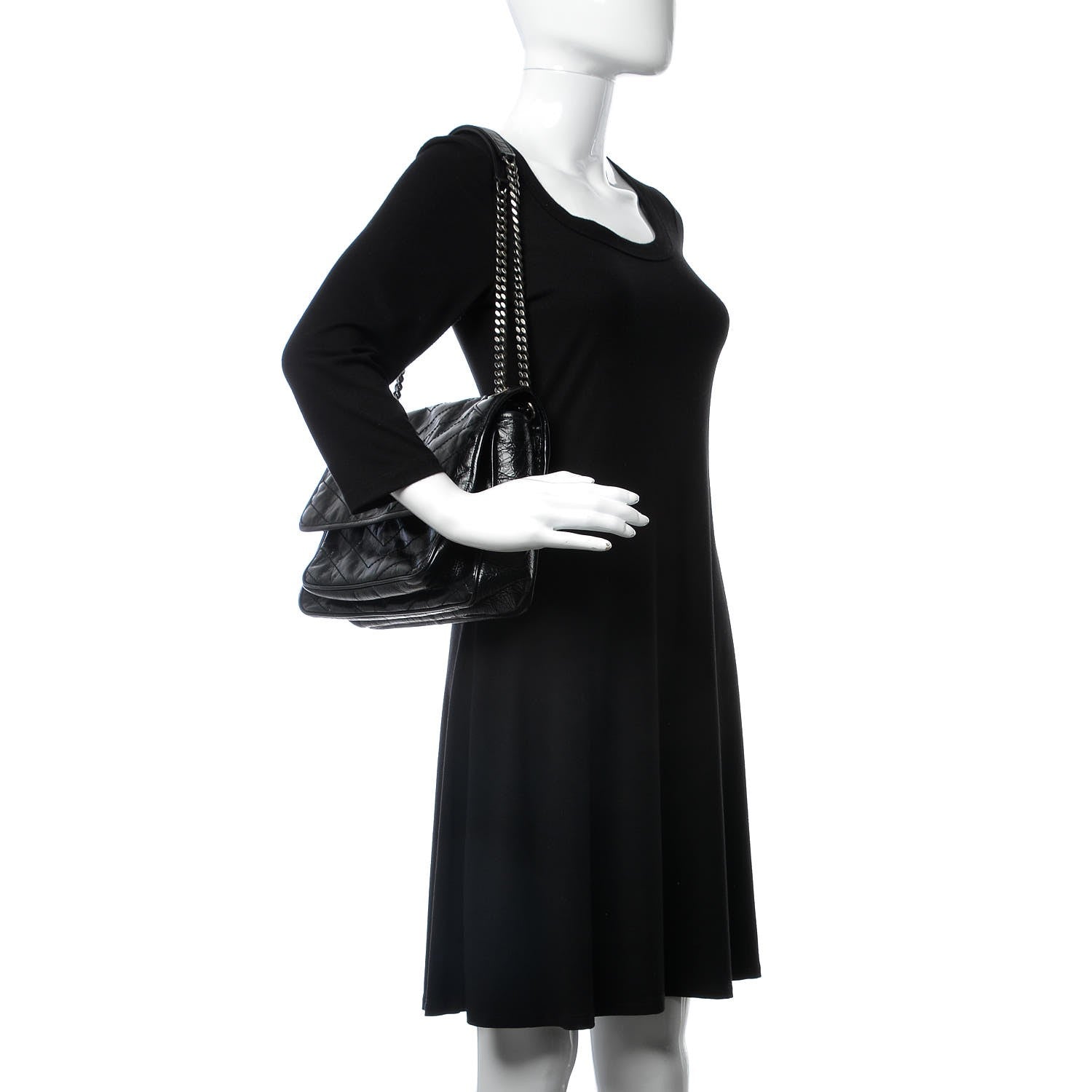 Saint Laurent Crinkled Calfskin Matelasse Monogram Medium Niki Chain Satchel Black 3 of 10