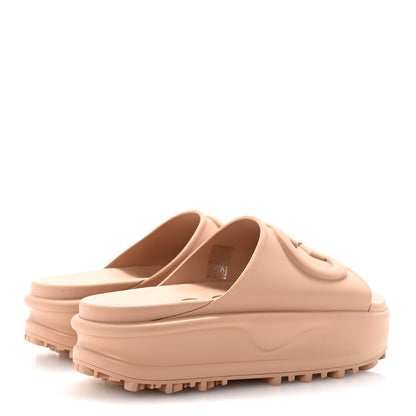 Gucci Soft Rubber Womens Interlocking G Platform 42mm Slide Sandals 37 Vintage Camel 5 of 10
