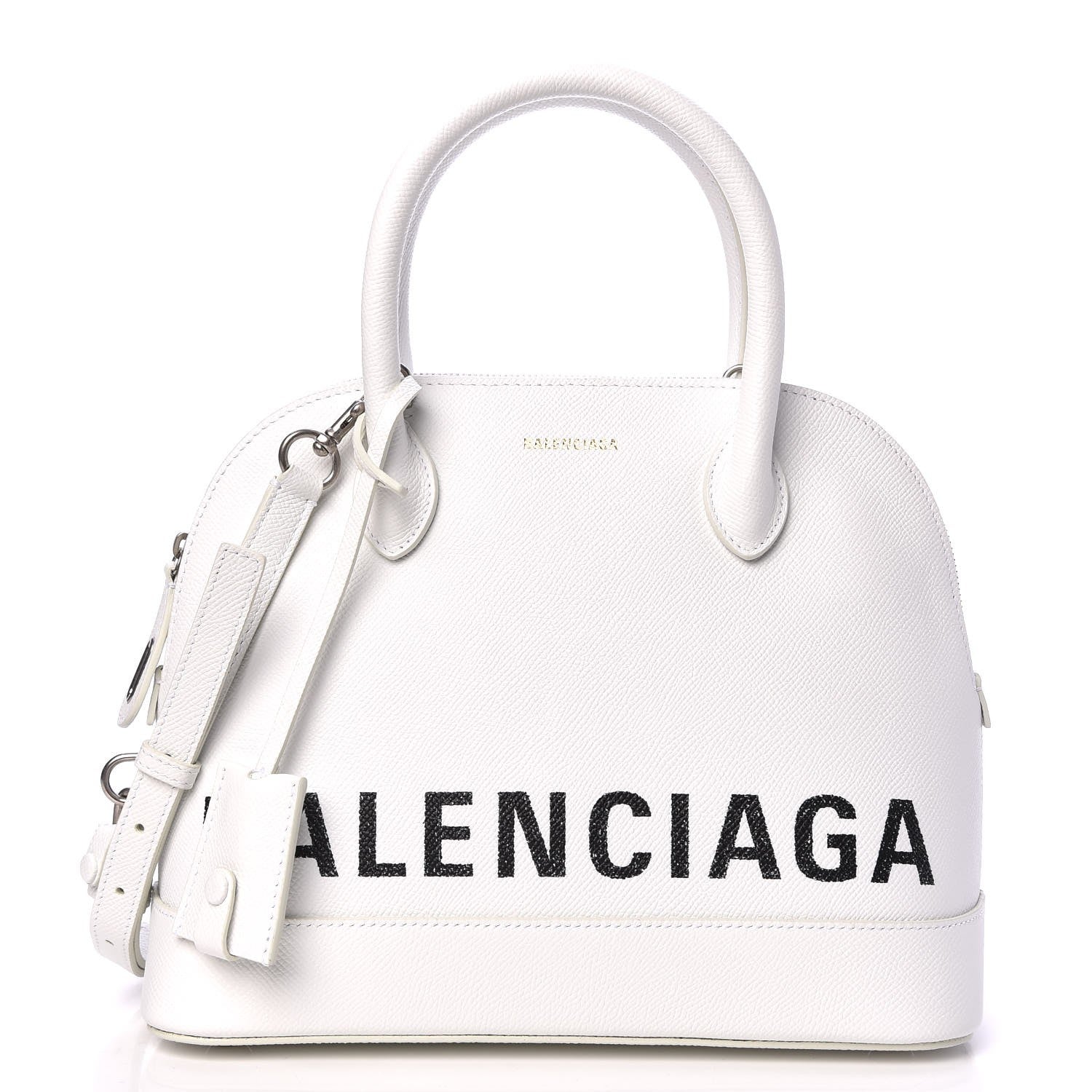 Balenciaga Signature Grained Calfskin Logo S Ville Top Handle Bag White 1 of 9