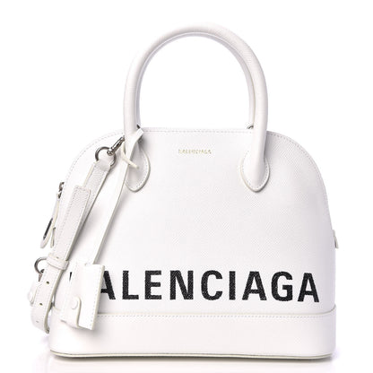 Balenciaga Signature Grained Calfskin Logo S Ville Top Handle Bag White 1 of 9