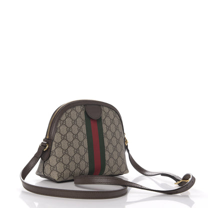 Gucci GG Supreme Monogram Textured Dollar Calfskin Web Small Ophidia Dome Shoulder Bag Beige Ebony New Acero 3 of 11