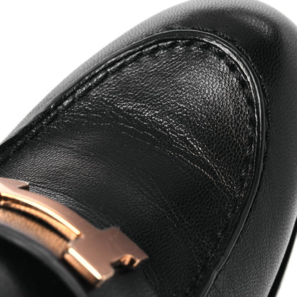 Hermes Goatskin Womens Dauphine 70 Moccasin Loafers 37.5 Black 9 of 11