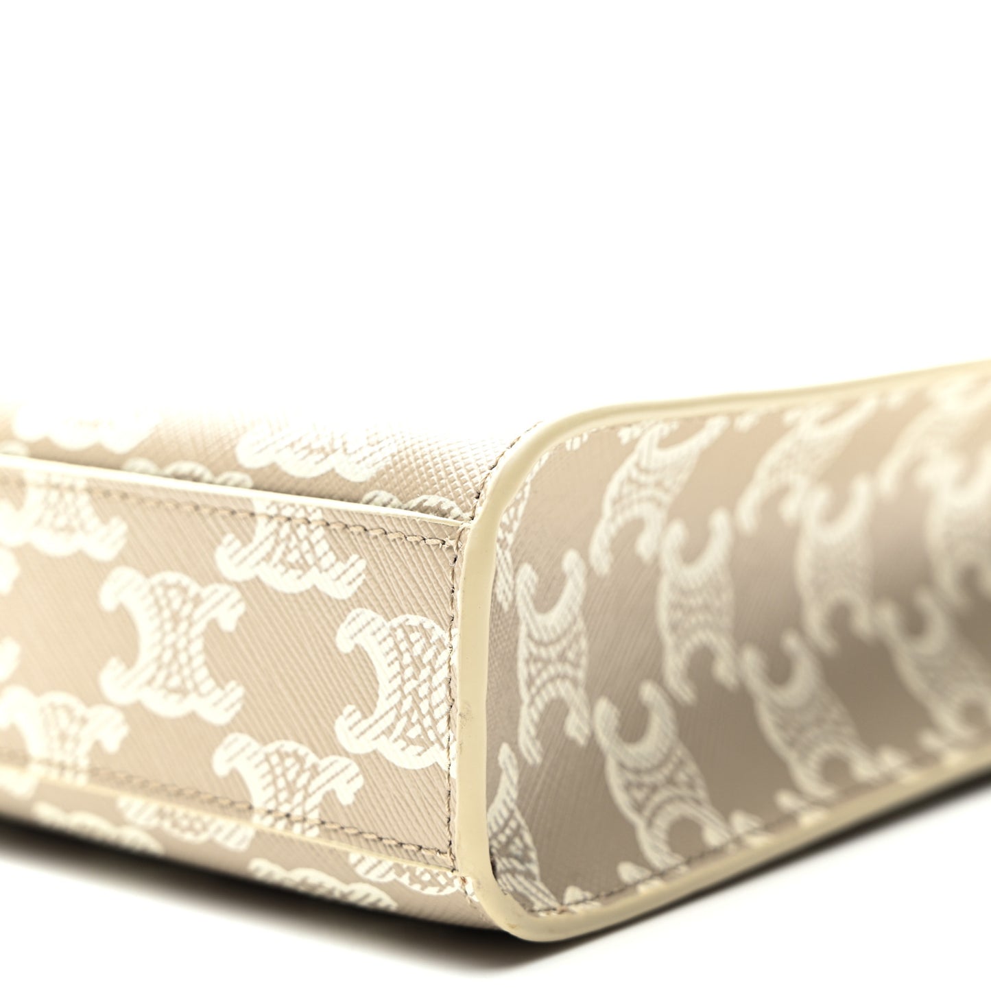 Triomphe Canvas Calfskin Mini Vertical Cabas Grege