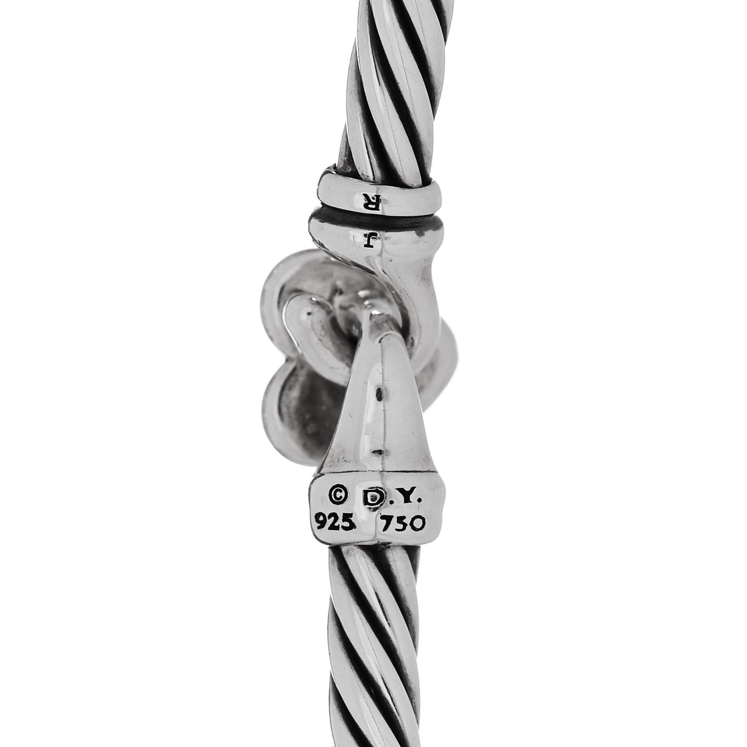 David Yurman Sterling Silver 18K Yellow Gold 3mm Cable Collectibles Heart Bracelet 3 of 3