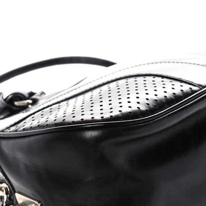 Prada Vitello Drive Perforated Bowling Bag Black 9 of 13