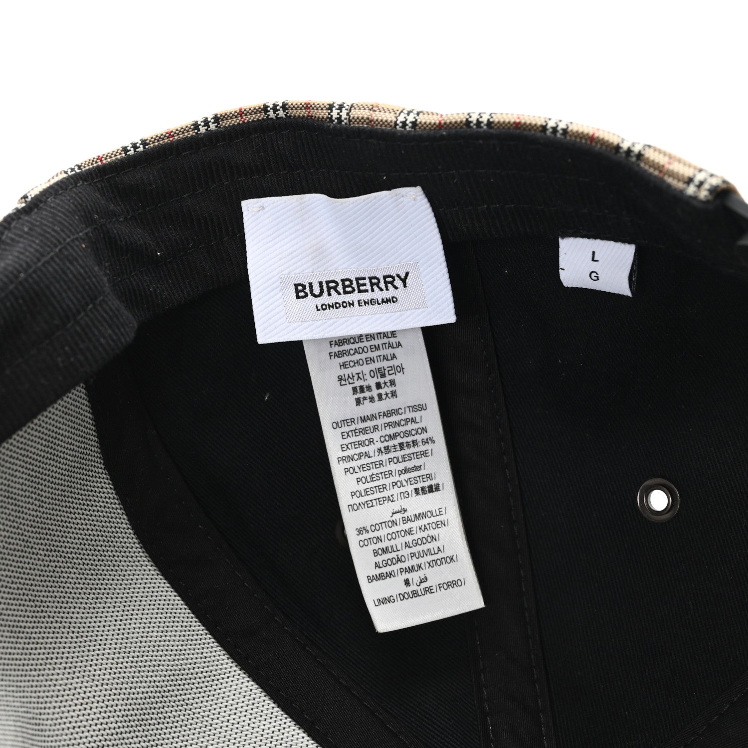 Burberry Technical Cotton Micro Check Baseball Hat L Beige 8 of 8
