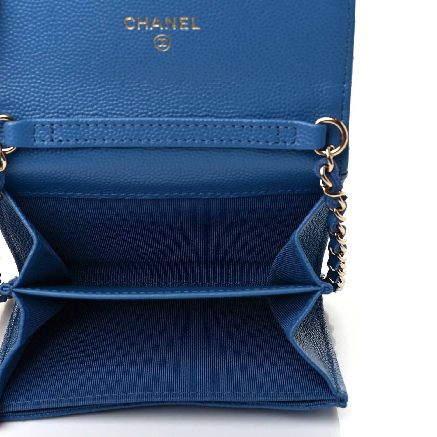 Chanel Caviar Quilted Flap Card Holder On Chain Blue 5 of 11