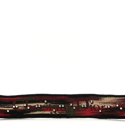 Christian Dior Canvas Embroidered Studded Bohemian Shoulder Strap Red 4 of 5