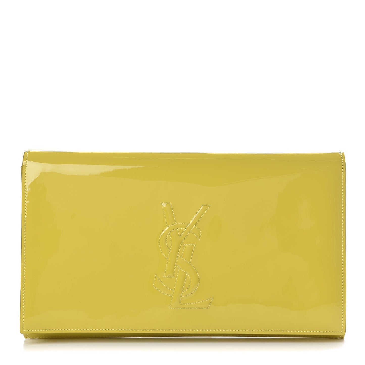 Patent Calfskin Monogram Large Belle De Jour Clutch Yellow