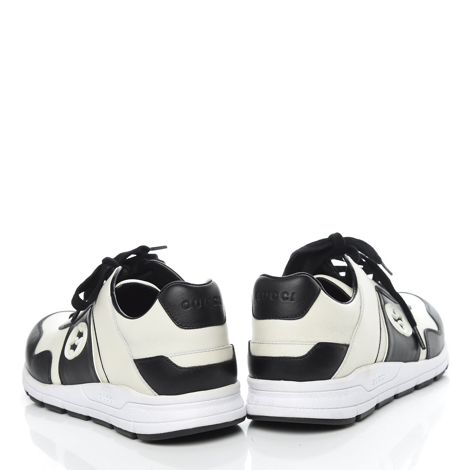 Gucci Calfskin Womens Interlocking G Sneakers 39 Black White 6 of 17