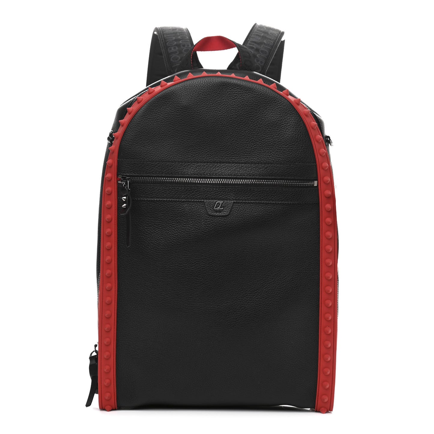 Calfskin Nylon Backparis Spiked Backpack Black