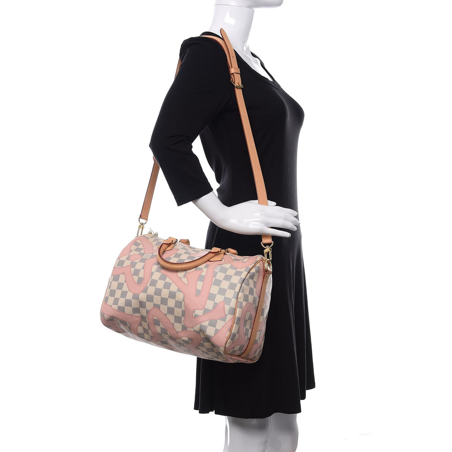 Damier Azur Tahitienne Speedy Bandouliere 30 Rose Ballerine