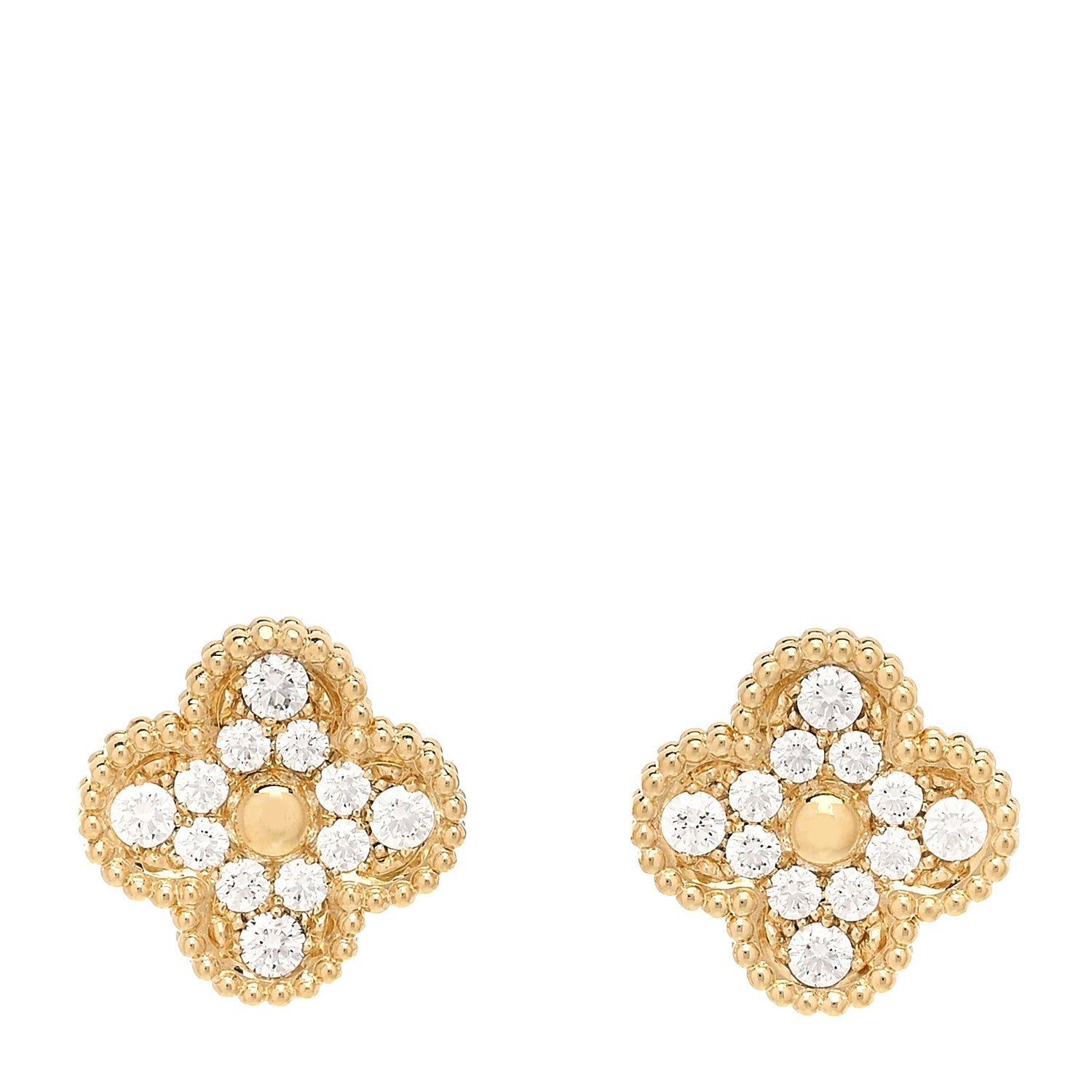 Van Cleef & Arpels 18K Yellow Gold Diamond Vintage Alhambra Earrings 1 of 5