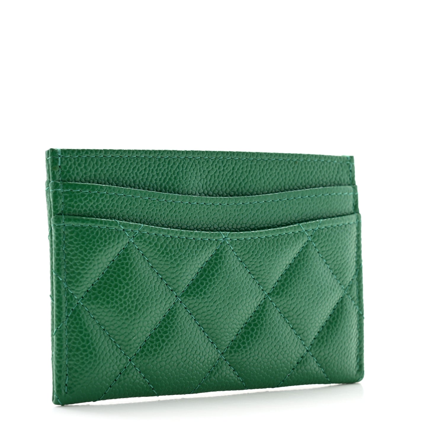 Caviar Quilted Card Holder Green